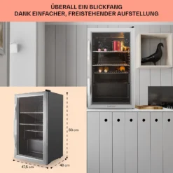 Beersafe XXL Kühlschrank 80 Liter 3 Böden Panoramaglastür Edelstahl -Küchenzubehör Verkaufsgeschäft 10027673 DE 0006 usp
