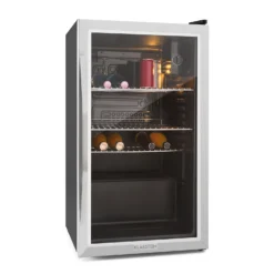 Beersafe XXL Kühlschrank 80 Liter 3 Böden Panoramaglastür Edelstahl