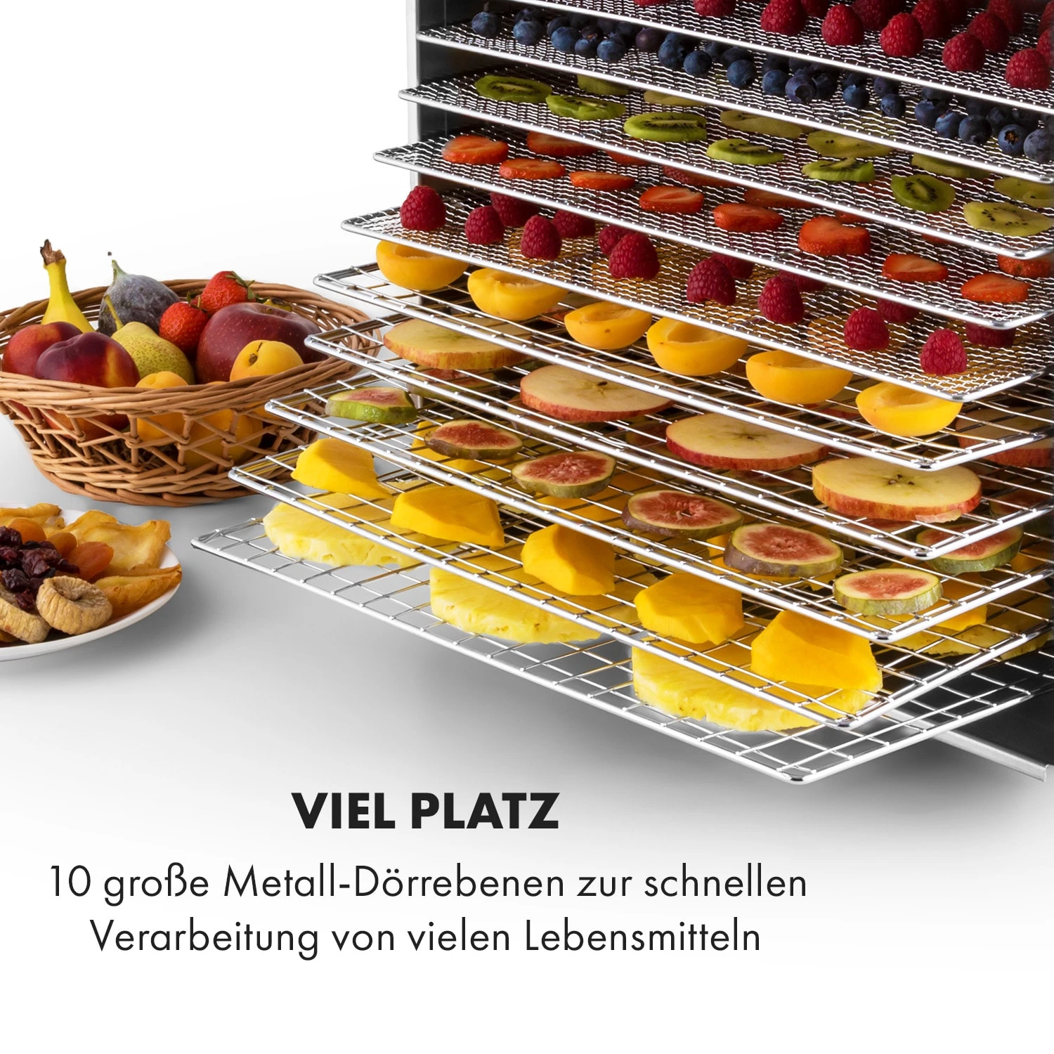 Fruit Jerky Steel 10 Dörrautomat 10 Etagen 1000 W Fläche: 1,5 M² Timer 4 Fruit Jerky Steel 10 Dörrautomat 10 Etagen 1000 W Fläche: 1,5 M² Timer – Bild 4