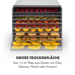 Fruit Jerky Steel 10 Dörrautomat 10 Etagen 1000 W Fläche: 1,5 M² Timer 13 Fruit Jerky Steel 10 Dörrautomat 10 Etagen 1000 W Fläche: 1,5 M² Timer -Küchenzubehör Verkaufsgeschäft 10028437 de 0006 logo