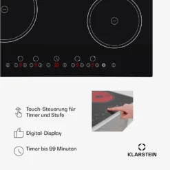 Virtuosa Keramikkochfeld Einbauherd 6500W 59x52cm 4 Zonen Glaskeramik -Küchenzubehör Verkaufsgeschäft 10029239 de 0005 usp