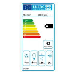 Sabia Dunstabzugshaube Sicherheitsglas Kopffrei 60cm Wandanbau Schwarz -Küchenzubehör Verkaufsgeschäft 10031680 energy label