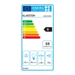 Balzac 60 Dunstabzugshaube 60 Cm 210W 610m³/h LED Touch Edelstahl Glas -Küchenzubehör Verkaufsgeschäft 10031902 energy label