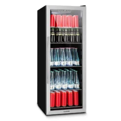 Beersafe 6XL Kühlschrank 201 Liter 5 Böden Panoramaglastür Edelstahl