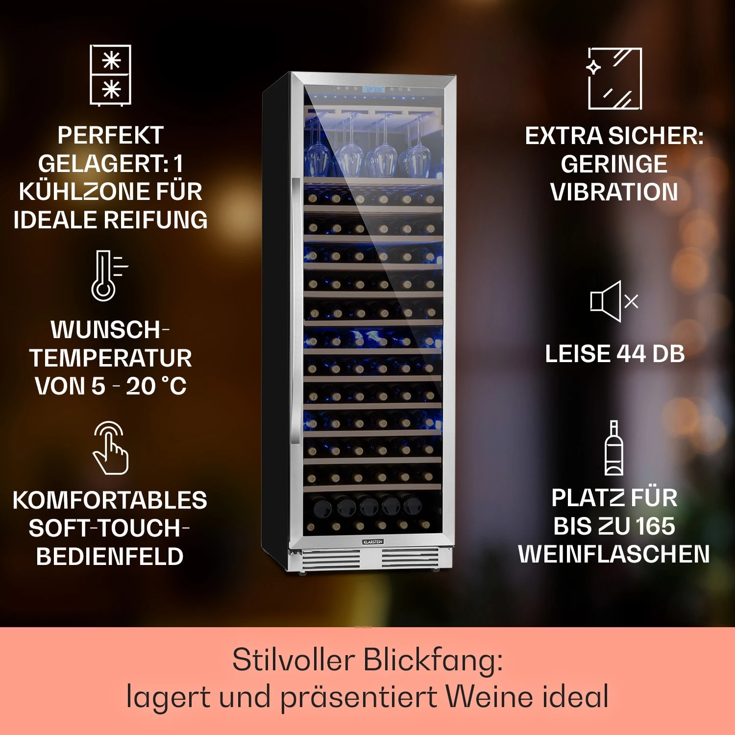 Vinovilla Grande 165 Built-in Uno Weinkühlschrank 425l 165Fl. Glastür 2 Vinovilla Grande 165 Built-in Uno Weinkühlschrank 425l 165Fl. Glastür – Bild 2