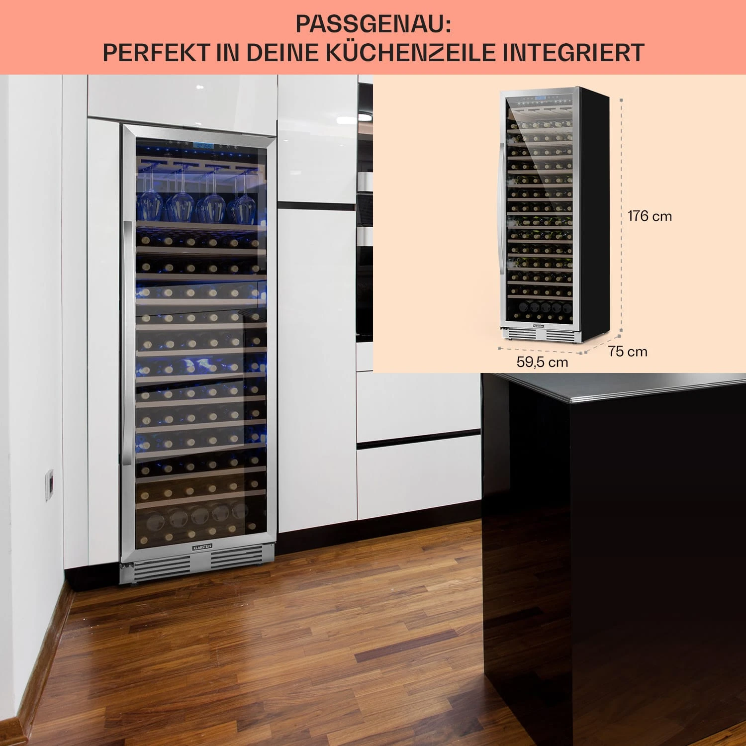 Vinovilla Grande 165 Built-in Uno Weinkühlschrank 425l 165Fl. Glastür 6 Vinovilla Grande 165 Built-in Uno Weinkühlschrank 425l 165Fl. Glastür – Bild 6