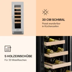 Vinovilla Smart Weinkühlschrank 50l / 20 Flaschen Glastür Edelstahl -Küchenzubehör Verkaufsgeschäft 10032037 de 0004 logo
