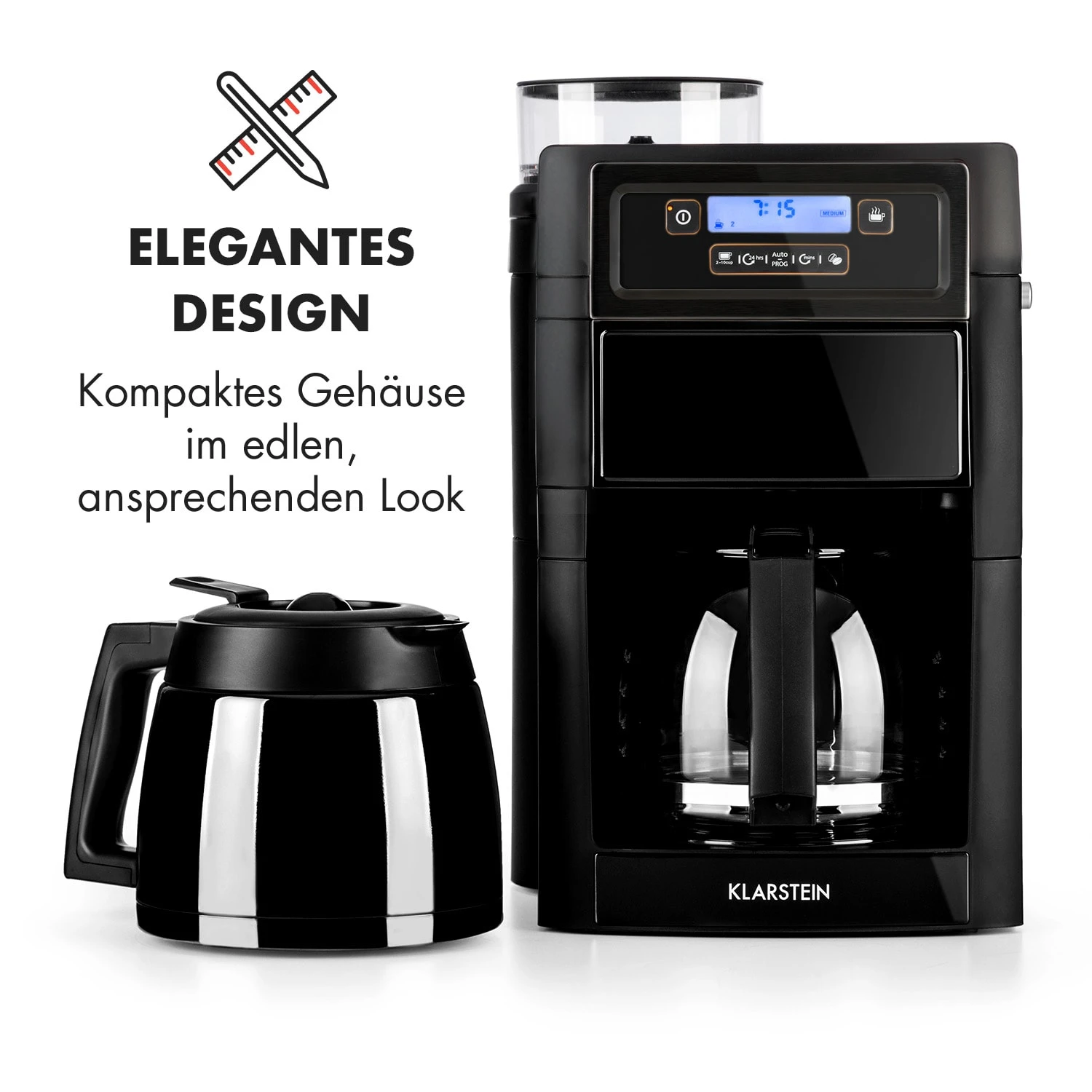 Aromatica II Set Kaffeemaschine, Mahlwerk, 1,25 L, Schwarz 3 Aromatica II Set Kaffeemaschine, Mahlwerk, 1,25 L, Schwarz – Bild 3