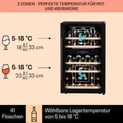 Barossa 40 Duo Weinkühlschrank 2 Zonen 41 Flaschen Glastür Touch LED 9 Barossa 40 Duo Weinkühlschrank 2 Zonen 41 Flaschen Glastür Touch LED -Küchenzubehör Verkaufsgeschäft 10032924 de 0003 usp