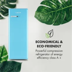 Irene XL Vollraumkühlschrank 240 Liter Retro-Design -Küchenzubehör Verkaufsgeschäft 10032979 uk 0003 logo freezer blue