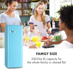 Irene XL Vollraumkühlschrank 240 Liter Retro-Design -Küchenzubehör Verkaufsgeschäft 10032979 uk 0004 logo freezer blue