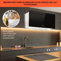 Kronleuchter L Inselabzugshaube 60cm Abluft: 590m³/h LED Touch Glas -Küchenzubehör Verkaufsgeschäft 10033106 de 0006 usp