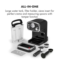 Espressionata Gusto Espressomaschine 1100W 15 Bar Druck Schwarz -Küchenzubehör Verkaufsgeschäft 10033209 yy 0008 logo Klarstein Espressionata Gusto Espressomaschine reedit