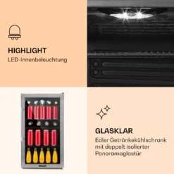 Beersafe 3XL Kühlschrank 98 Liter 4 Böden Panoramaglastür Edelstahl -Küchenzubehör Verkaufsgeschäft 10033347 de 0004 logo