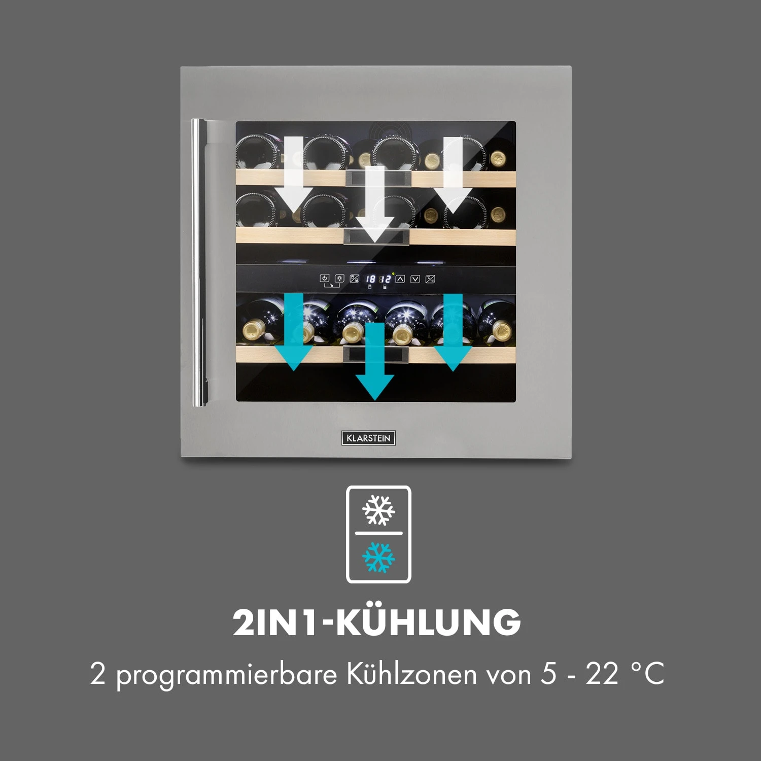 Vinsider 36 Weinkühlschrank 2 Kühlzonen 5-22°C 85l Edelstahl 3 Vinsider 36 Weinkühlschrank 2 Kühlzonen 5-22°C 85l Edelstahl – Bild 3