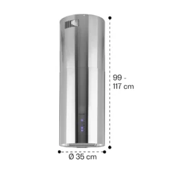 Beretta Inselabzugshaube Ø35cm Ab-/Umluft 650m³/h LED Edelstahl 16 Beretta Inselabzugshaube Ø35cm Ab-/Umluft 650m³/h LED Edelstahl -Küchenzubehör Verkaufsgeschäft 10033717 yy 0011 dimensions