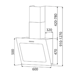 Helena 60 Dunstabzugshaube 595 M³/h LED-Display Schwarz 20 Helena 60 Dunstabzugshaube 595 M³/h LED-Display Schwarz -Küchenzubehör Verkaufsgeschäft 10034100 yy 0010 dimensions