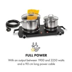 Cookorama Doppelkochplatte 1900-2250 W 150/180 Mm Ø 5 Stufen Schwarz 10 Cookorama Doppelkochplatte 1900-2250 W 150/180 Mm Ø 5 Stufen Schwarz -Küchenzubehör Verkaufsgeschäft 10034573 yy 0004 logo Klarstein Cookorama Doppelkochplatte schwarz