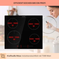 Virtuosa EcoAdapt Induktionskochfeld 4 Zonen 7200W Glas Schwarz -Küchenzubehör Verkaufsgeschäft 10034948 de 0003 usp