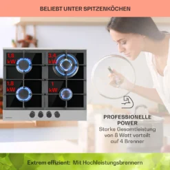 Alchemist 4 Zonen Gaskochfeld Aluminium-Brenner Glaskeramik Schwarz -Küchenzubehör Verkaufsgeschäft 10034969 de 0003 usp