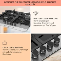 Alchemist 4 Zonen Gaskochfeld Aluminium-Brenner Glaskeramik Schwarz -Küchenzubehör Verkaufsgeschäft 10034969 de 0004 usp