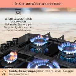 Alchemist 4 Zonen Gaskochfeld Aluminium-Brenner Glaskeramik Schwarz -Küchenzubehör Verkaufsgeschäft 10034969 de 0005 usp