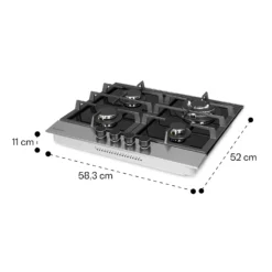 Alchemist 4 Zonen Gaskochfeld Aluminium-Brenner Glaskeramik Schwarz -Küchenzubehör Verkaufsgeschäft 10034969 yy 0011 dimensions
