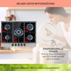 Alchemist 5 Zonen Gaskochfeld Aluminium-Brenner Glaskeramik Schwarz -Küchenzubehör Verkaufsgeschäft 10034970 de 0003 usp