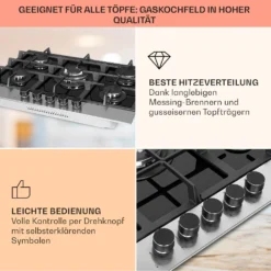 Alchemist 5 Zonen Gaskochfeld Aluminium-Brenner Glaskeramik Schwarz -Küchenzubehör Verkaufsgeschäft 10034970 de 0004 usp