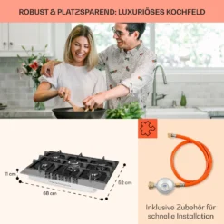 Alchemist 5 Zonen Gaskochfeld Aluminium-Brenner Glaskeramik Schwarz -Küchenzubehör Verkaufsgeschäft 10034970 de 0006 usp