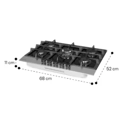 Alchemist 5 Zonen Gaskochfeld Aluminium-Brenner Glaskeramik Schwarz -Küchenzubehör Verkaufsgeschäft 10034970 yy 0011 dimensions