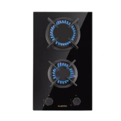 Goldflame Domino Gaskochfeld 2-flammig Messing-Brenner Glaskeramik