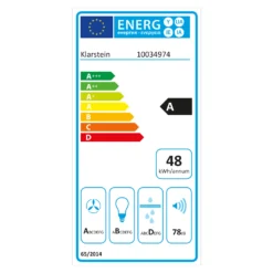 Valeria Inselhaube 90cm 650m³/h Touch EEC A LED Glas Edelstahl -Küchenzubehör Verkaufsgeschäft 10034974 energy label