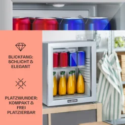 Brooklyn 24 Mini-Kühlschrank Glastür LED Ablage -Küchenzubehör Verkaufsgeschäft 10035224 DE 0003 usp