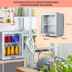 Brooklyn 24 Mini-Kühlschrank Glastür LED Ablage -Küchenzubehör Verkaufsgeschäft 10035224 DE 0006 usp