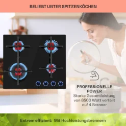 Illuminosa 4 Gaskochfeld 4-flammig Sabaf-Brenner Glaskeramik -Küchenzubehör Verkaufsgeschäft 10035464 de 0003 usp