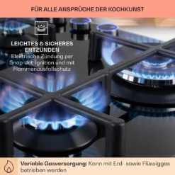 Illuminosa 4 Gaskochfeld 4-flammig Sabaf-Brenner Glaskeramik -Küchenzubehör Verkaufsgeschäft 10035464 de 0005 usp