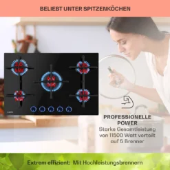 Illuminosa 5 Gaskochfeld 5-flammig Sabaf-Brenner Glaskeramik -Küchenzubehör Verkaufsgeschäft 10035465 de 0003 usp