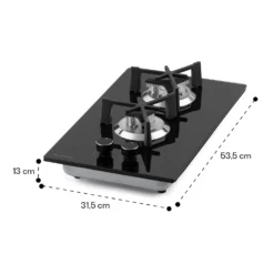 Trifecta Domino Gaskochfeld 2-flammig Triangle-Brenner Glaskeramik -Küchenzubehör Verkaufsgeschäft 10035468 yy 0011 dimensions