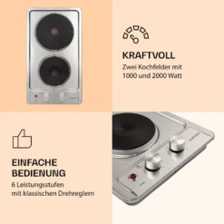 Appetito Domino Elektrokochfeld 2 Platten 3000 Watt Edelstahl -Küchenzubehör Verkaufsgeschäft 10035700 de 0003 logo
