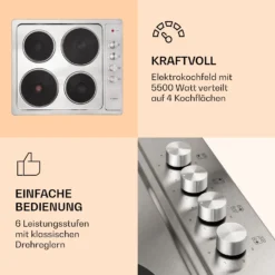 Appetito 4 Elektrokochfeld 4 Platten 6 Stufen 5500 Watt Edelstahl 9 Appetito 4 Elektrokochfeld 4 Platten 6 Stufen 5500 Watt Edelstahl -Küchenzubehör Verkaufsgeschäft 10035702 de 0003 logo