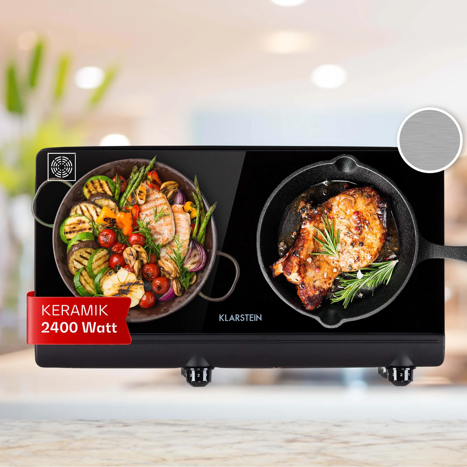 Cookbuddy Doppel-Kochfeld 2400W 5 Leistungsstufen Glaskeramik 1 Cookbuddy Doppel-Kochfeld 2400W 5 Leistungsstufen Glaskeramik