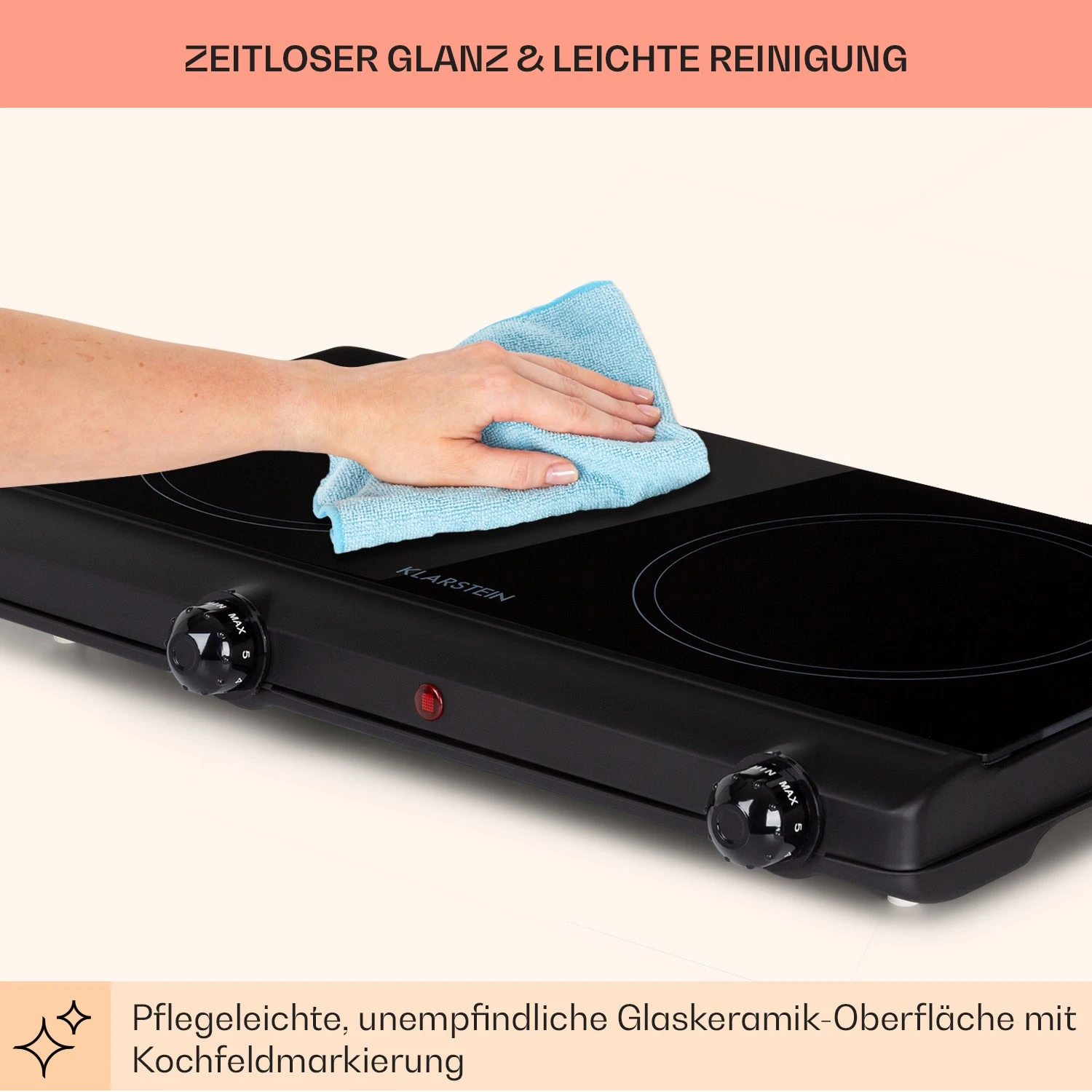 Cookbuddy Doppel-Kochfeld 2400W 5 Leistungsstufen Glaskeramik 7 Cookbuddy Doppel-Kochfeld 2400W 5 Leistungsstufen Glaskeramik – Bild 7