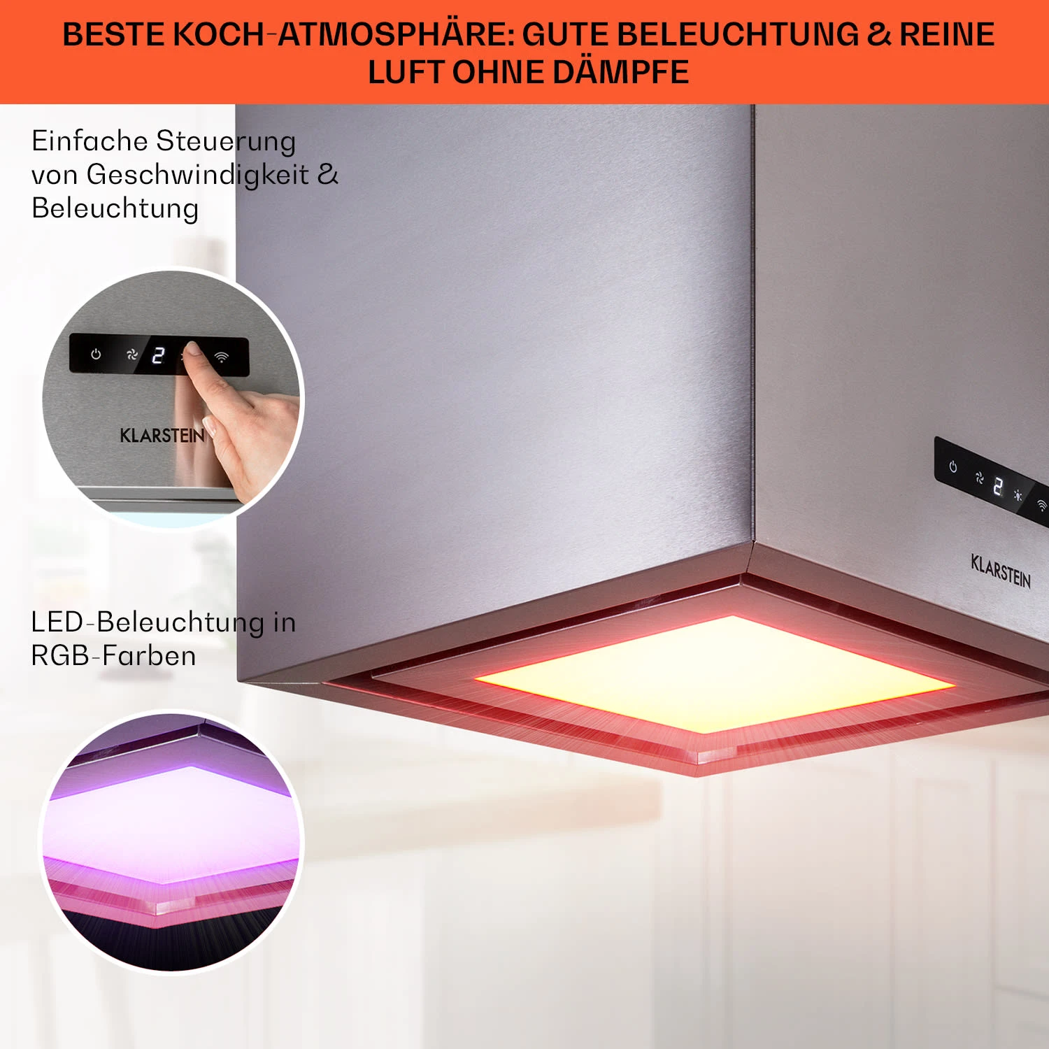 Kronleuchter Smart Inselabzugshaube 595m³/h App-Steuerung LED-Panel 4 Kronleuchter Smart Inselabzugshaube 595m³/h App-Steuerung LED-Panel – Bild 4
