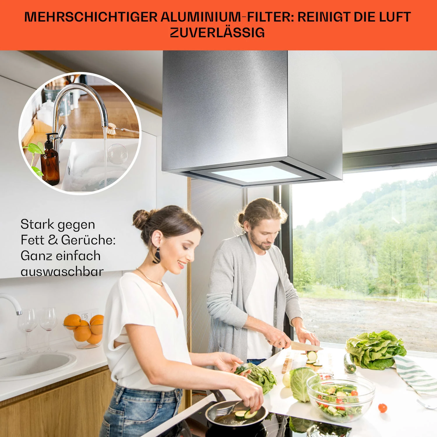 Kronleuchter Smart Inselabzugshaube 595m³/h App-Steuerung LED-Panel 6 Kronleuchter Smart Inselabzugshaube 595m³/h App-Steuerung LED-Panel – Bild 6