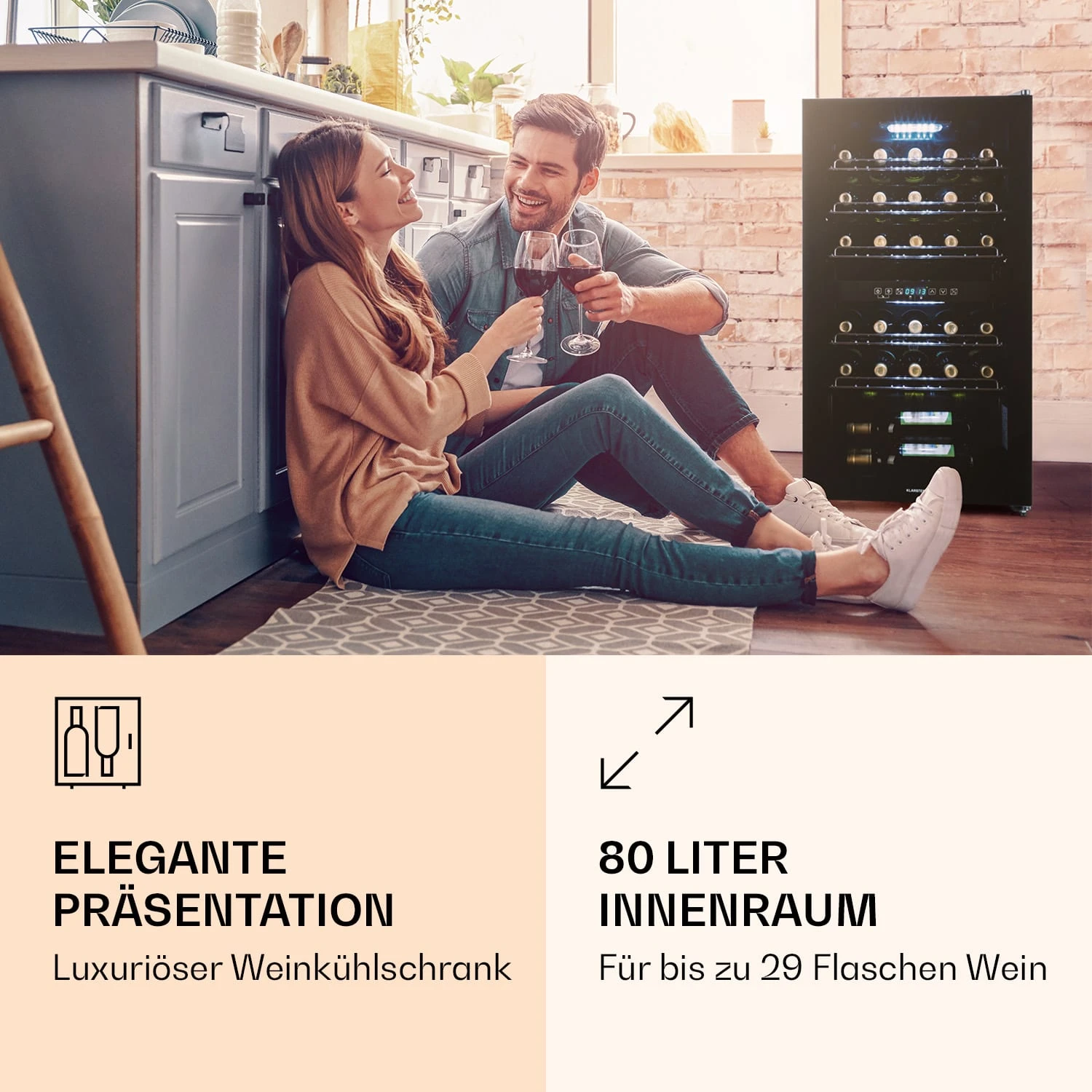 Shiraz 29 Duo Weinkühlschrank 2 Zonen 80L/29 Flaschen 5-22°C Touch 2 Shiraz 29 Duo Weinkühlschrank 2 Zonen 80L/29 Flaschen 5-22°C Touch – Bild 2