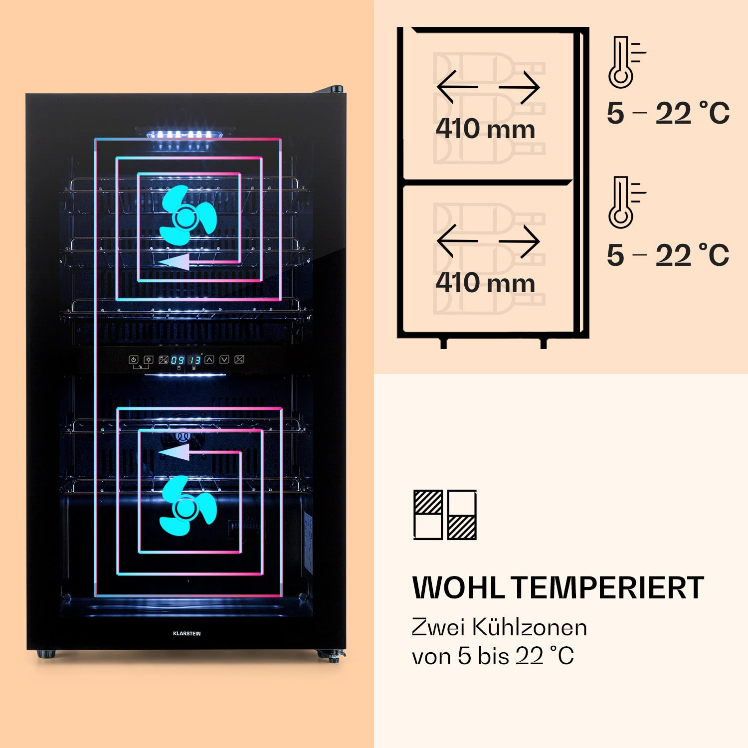 Shiraz 29 Duo Weinkühlschrank 2 Zonen 80L/29 Flaschen 5-22°C Touch 3 Shiraz 29 Duo Weinkühlschrank 2 Zonen 80L/29 Flaschen 5-22°C Touch – Bild 3