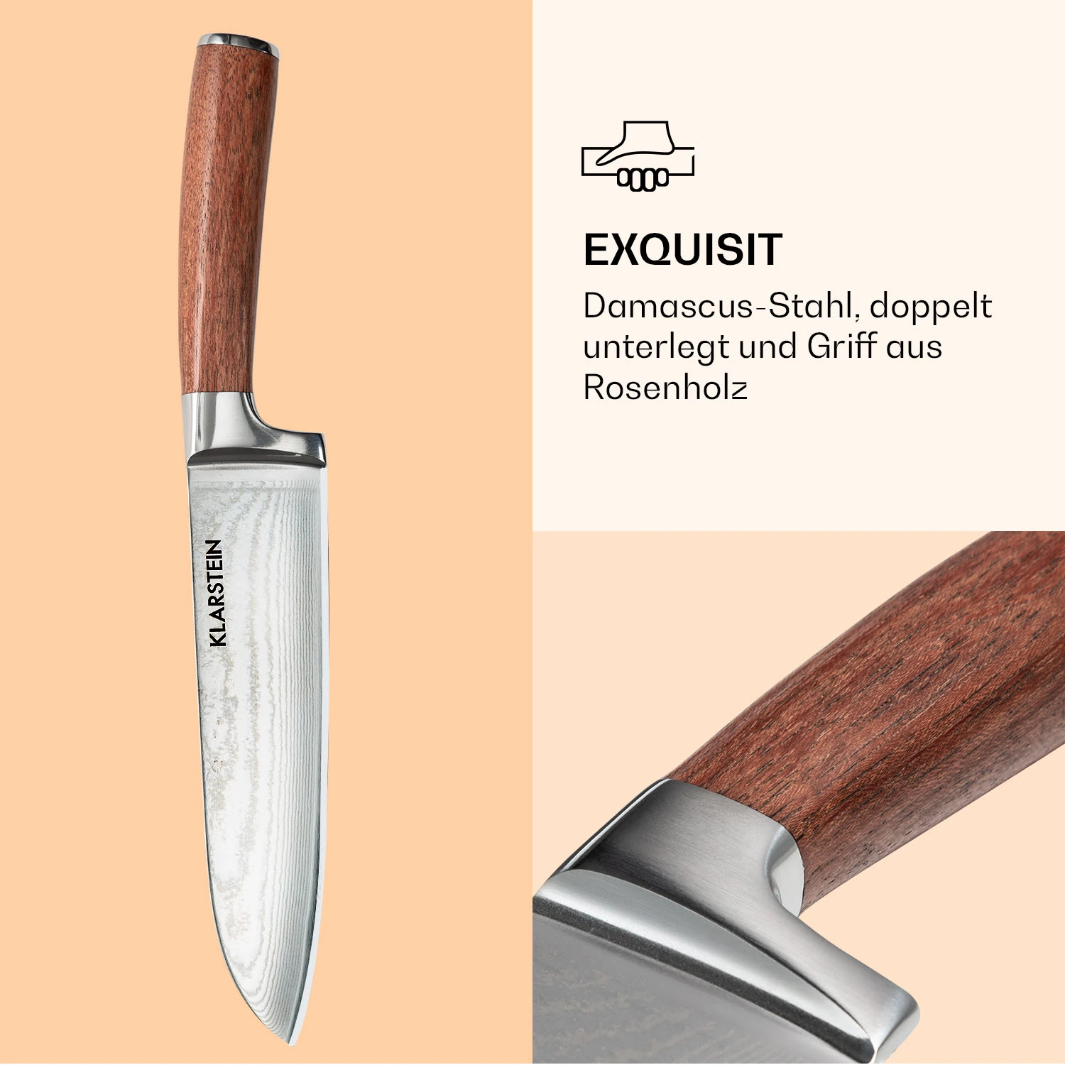 Kaito Damaszener Messerset 4-teilig Extra Scharf Griffe Aus Rosenholz 5 Kaito Damaszener Messerset 4-teilig Extra Scharf Griffe Aus Rosenholz – Bild 5