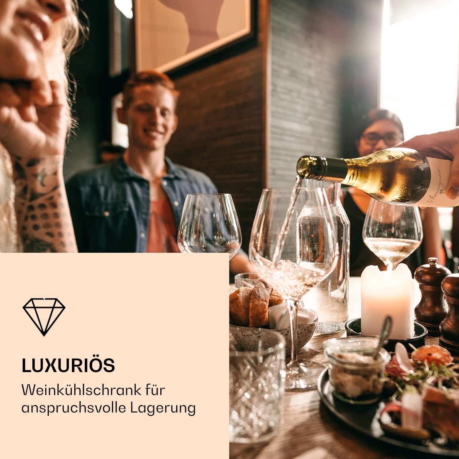 Vinovilla 7 Built-in Uno Onyx Einbau-Weinkühlschrank Glas Edelstahl 2 Vinovilla 7 Built-in Uno Onyx Einbau-Weinkühlschrank Glas Edelstahl – Bild 2