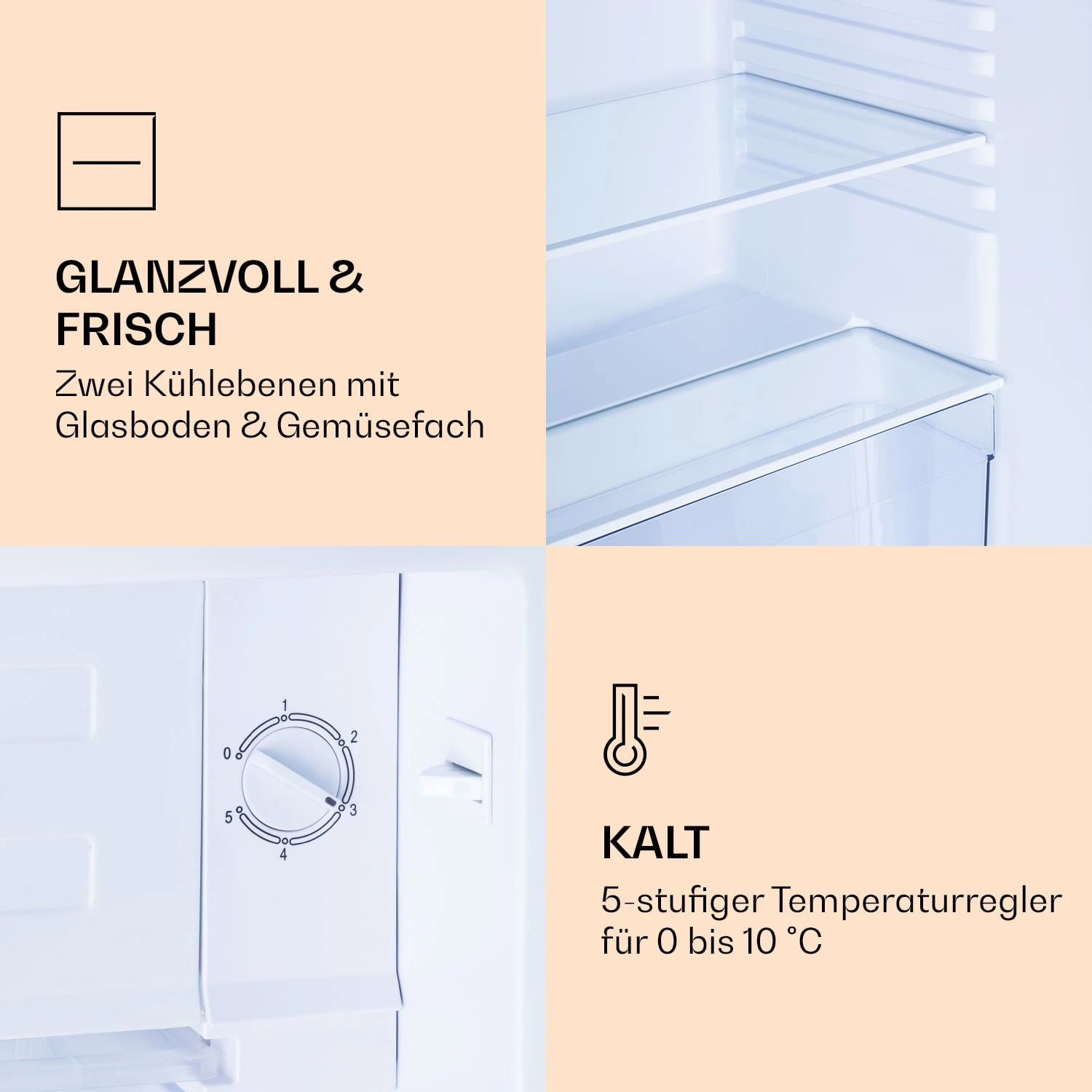 CoolArt 79L Kühl-Gefrier-Kombination EEK F Gefrierfach 9l Designtür 5 CoolArt 79L Kühl-Gefrier-Kombination EEK F Gefrierfach 9l Designtür – Bild 5